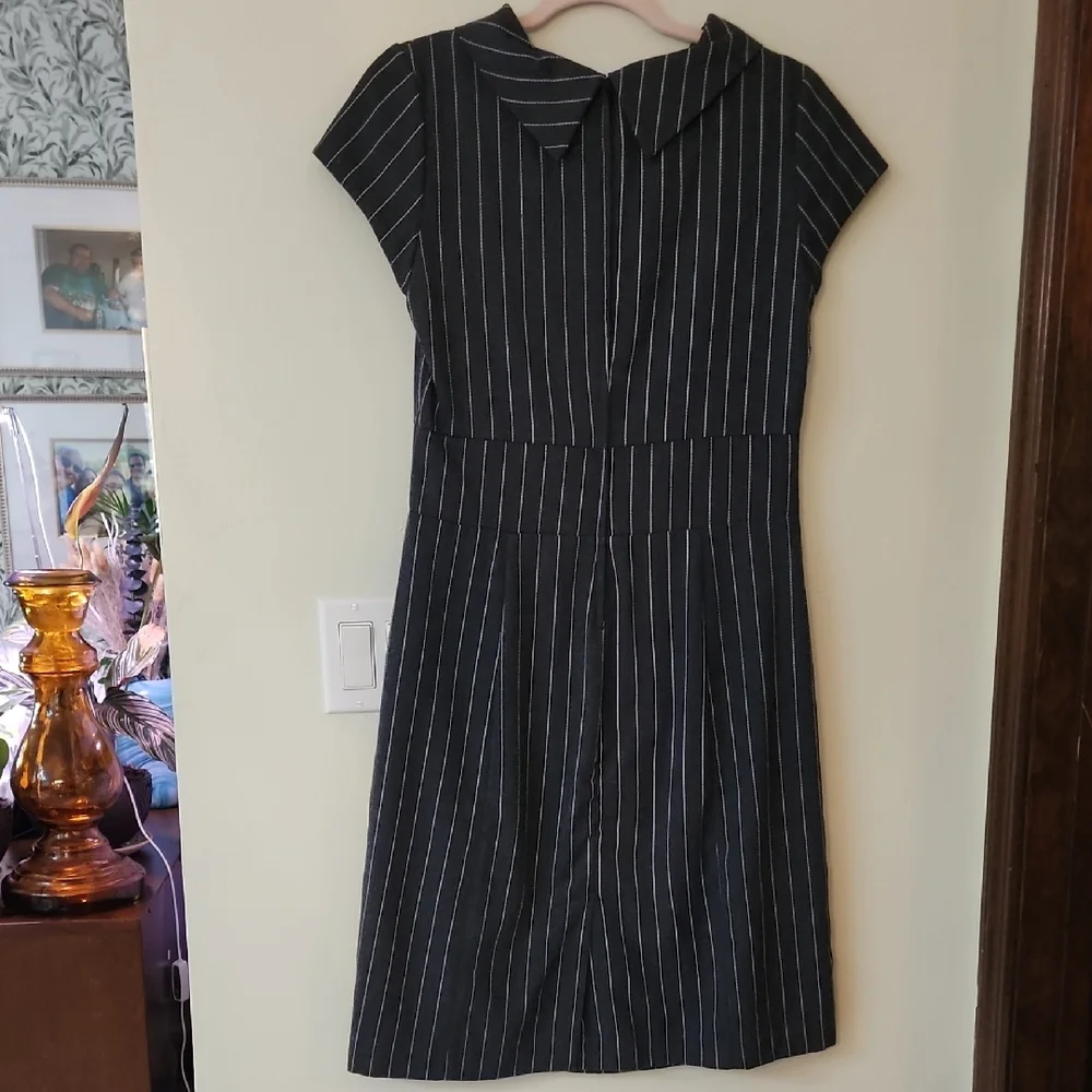 Vintage Charcoal Grey Striped Dress - Picture 4 of 6